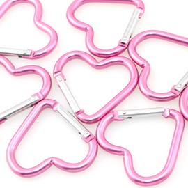 Lind Kitchen Heart Snap Hook 10pcs Heart-Shaped Aluminum Clip Key Holder For Camping Fishing Hiking Traveling and Sports Keychain Clip (Rose Hermosa)