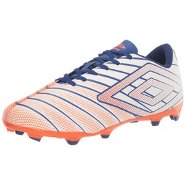 Umbro Men's Velocita Elixir League FG Soccer Cleat, White/Orange/Blue, 7