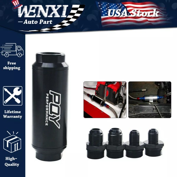 WENXI Aluminum High Flow Turbo Inline 44mm Fuel Filter 100Micron