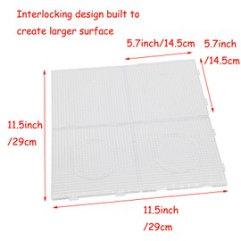 H&W 6PCS 5mm Fuse Beads Boards, Large Clear Pegboards Kits, with Gift 4 Lroning Paper (WA3-Z6)