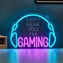 AYDCNQ Gaming Led Neon Sign Light for Wall Decor,Headphone Can't Hear You I'm Gaming Neon Sign,Video Game Zone Neon Light for Boys Men Teen Gamers