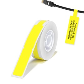 Label Maker Tape for NIIMBOT D11/D110/D101, Cable Label Sticker, Waterproof Tear Proof Thermal Paper 0.5"x4.3" (12.5x74mm),65 Per Roll(Yellow)