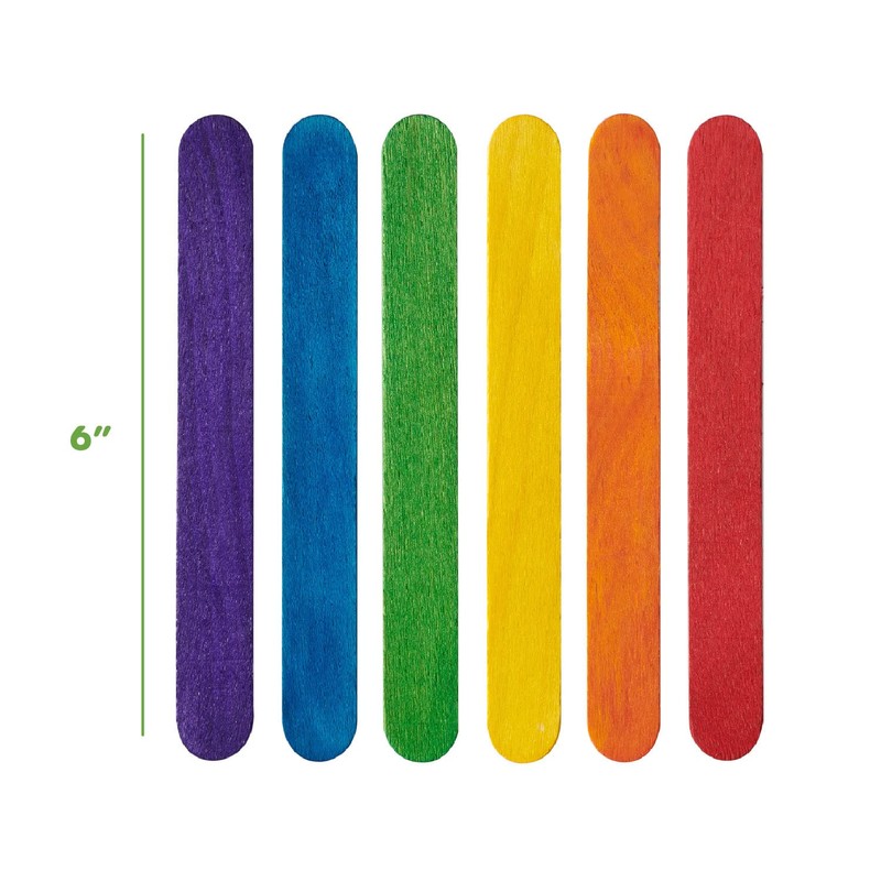 Colored Popsicle Sticks for Crafts - [100 Count] 6 Inch