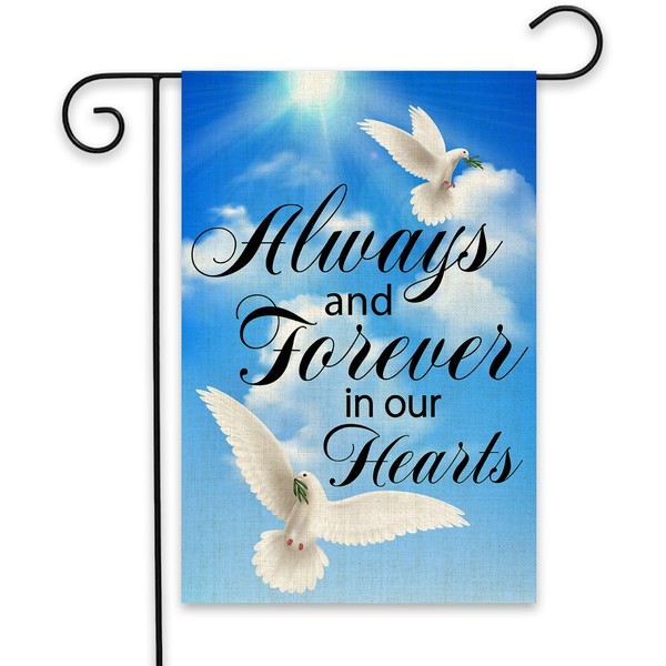 ShuanQ Always and Forever in Our Hearts Garden Flag, Memorial