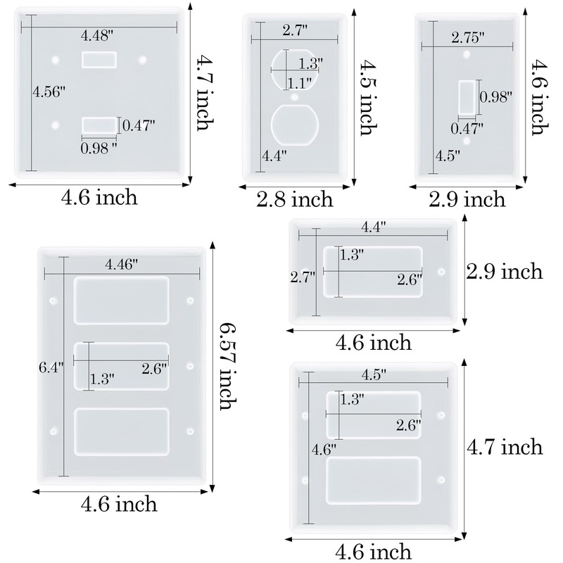 Moukiween Light Switch Cover Resin Mold, 6Pcs Silicone Molds for
