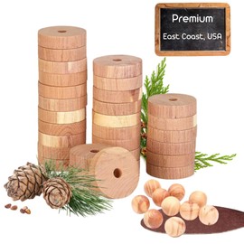 20 Cedar Wood Rings + 12 Cedar Balls for Moth Protection | With Sandpaper | 100% Natural Cedar Moth Protection | Cedar From the United States | Fresh Fragrance for Hangers