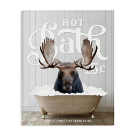 Stupell Industries Vintage Bathroom Moose Ad Canvas Wall Art by Lettered and Lined