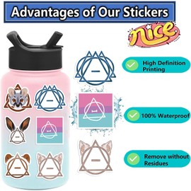 50 Packs Therian Stickers Water Bottles Laptop Phone Motorcycle Computer Guitar Skateboard Hydroflasks Therian Vinyl Sticker Waterproof Aesthetic Trendy Decals for Teens Girls Adults
