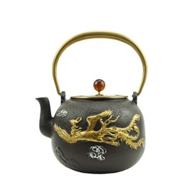 Funmaker Japanese Style Tetubin Tea Kettle Iron Teapots Japanese Cast Iron Teapot Handmade Uncoated Teapot Health Teapot 40.5oz / 1200ml (Type-10)