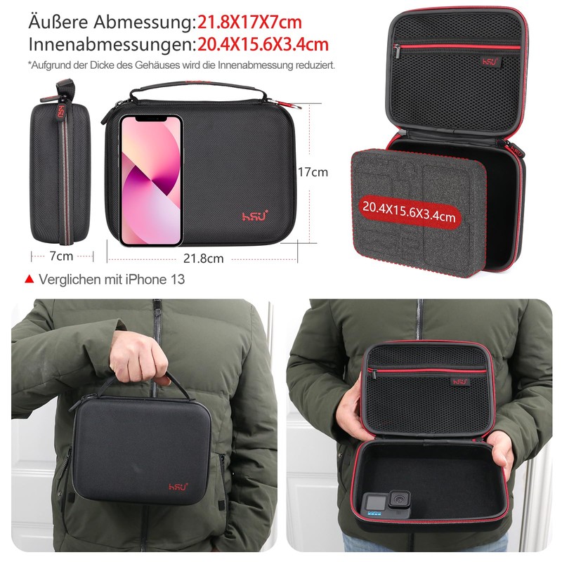 HSU Protective Carry Case for GoPro 2018/7/6/5/4/3+ and Accessories, with