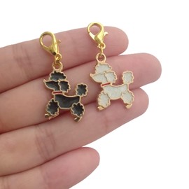 2 Pcs Gold Dog Clip on Charm, Poodles Jewelry for Diy Lover, Cute Pendant