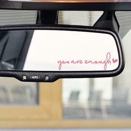 3 x You Are Enough Rearview Mirror Decal, Vanity Mirror Stickers, Rear View Mirror Sticker, Car Mirror Decal, Water Bottle Decal For Women, Sticker for Tumblers, Window Sticker, Self Affirmations