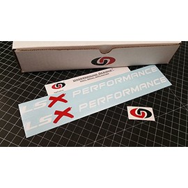 LSX Performance (2-Pack) Racing Engine Hood Decals LS1 LS6 LS2 LS3 LS7 Stickers Select Color (Gloss White & Red, 1.0" x 11.5")