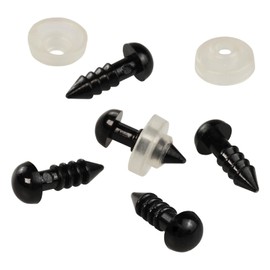 Pack of 200 Safety Eyes, 6 mm Black Plastic Doll Safety Eyes with 200 Washer, Safety Eyes for DIY Doll, Plush Animal, Teddy Bear, Felting Toy, DIY