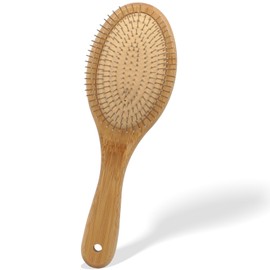 Bamboo Hair Brush, with Metal Bristles - Anti-Static, for Smoothing & Massage & Detangling, for All Hair Type, Men, Women, Children