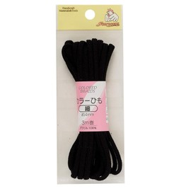 KIYOHARA Suncoccoh SUN55-30 Colored Cords, Thin, Width 0.2 inches (4 mm) x Length 9.8 ft (3 m), Black