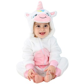 COOKY.D Baby Girls Boys Rompers Hooded Animal Jumpsuit Soft Flannel Winter Cosplay Costume, 30-36 Months, White