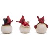 Snowman Figurine with Cardinal Set of 3