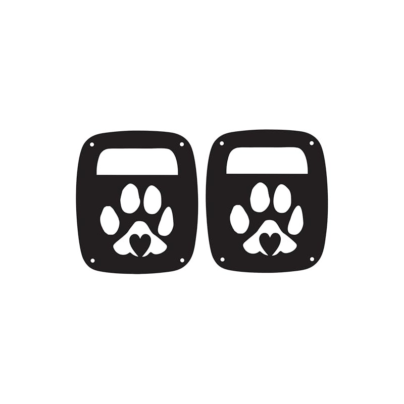 JeepTails Dog Paw Heart Tail lamp Light Covers Compatible with