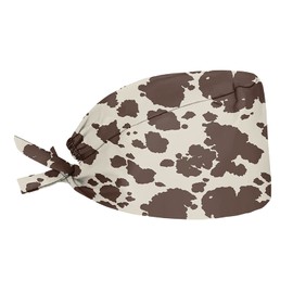 JEOCODY Fashional Cap, Working Cap Shower Hat with Sweatband Breathable Headgear for Women/Men, Brown Cow Print, One Size