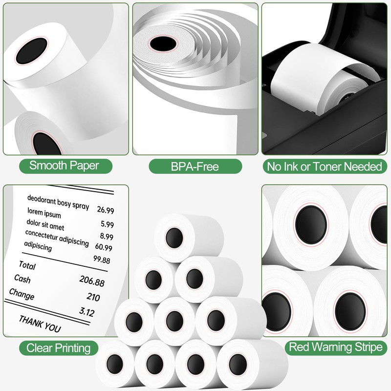 Builimeer (10 Rolls) 3 1/8" x 230' thermal paper receipt