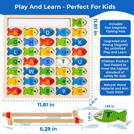 KidsRFun Brand Fishing Game for Toddlers - Montessori Learning and Fishing Magnetic Alphabet and Numeric Board. Educational Toys for Kids. Preschool Learning Activities for Toddlers and Kids.