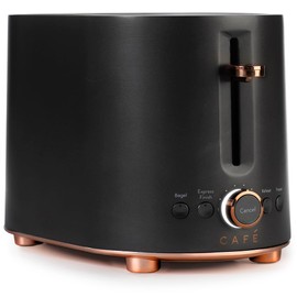 Café Express Finish 2-Slice Toaster | Extra-Wide Slots, Extra Lift for Waffles, Pastries, Texas Toast & More | 4 Pre-Set Functions, 8 Shade Options | Countertop Kitchen Essentials | Matte Black