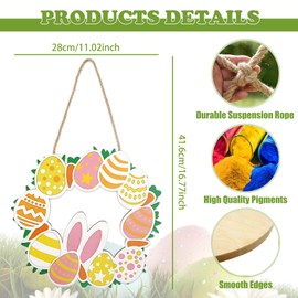 Cute Rabbit Easter Decoration Door Wreath Easter, Easter Egg Wreath Wall Decoration Outdoor Indoor Universal Festival Party Home Decoration Welcoming Spring Warm Atmosphere
