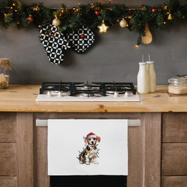 CIOJUNE Beagle Christmas Kitchen Towels, Christmas Dish Towels Tea Towels for Kitchen, Christmas Hand Towels for Bathroom, Beagle Gifts, Christmas Kitchen Bathroom Decor, 16x24 Inches