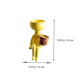 Mipcase 1pc Yellow Human Body Shaped Abstract Flowerpot Nordic Minimalist Design Flower Holder for Table Decoration and Flower Arrangement Unique Art Planter for Decor