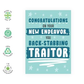 Central 23 Congratulations On Your New Job Card - Back-stabbing Traitor - Funny Goodbye Cards For Colleague - Coworker Leaving Gifts - For Men Women Boss Employee - Come With Fun Stickers