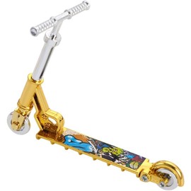 GANPUB 1Pc Gold Mini Two Wheel Toys Tiny Fingerboard Scooters, Mini Finger Skateboards Toy, Finger Scooter Fingertip Movement Skateboard for Finger Training, Finger Toy Skateboards, Play Vehicles