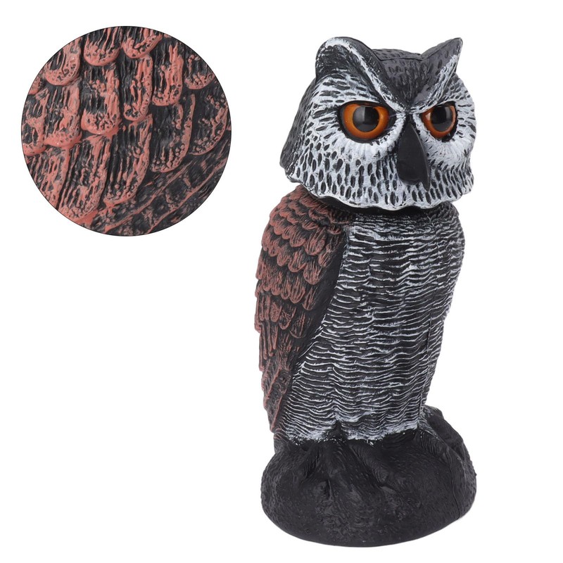 Tomotato Fake Owl Bait, Owl Scarecrow with Rotating Head, Plastic