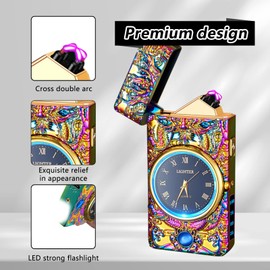 TIKIUKI Electric Lighters Rechargeable Flameless Windproof Plasma Dragon Lighter with Battery Indicator,Lighters for Candles(Magic)