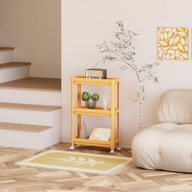 IRONCK 3 Tier Bathroom Shelving and Racks, Versatile Organizers for Narrow Spaces in Bathroom, Laundry Room, Pantry or Kitchen (Yellow)