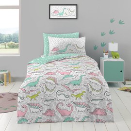 GC GAVENO CAVAILIA Dinosaur Duvet Cover Set - Soft Polycotton Breathable Quilt Covers - Reversible Bedding Set with Pillowcase - Kids Bed Cover (135 x 200 cm), Multi