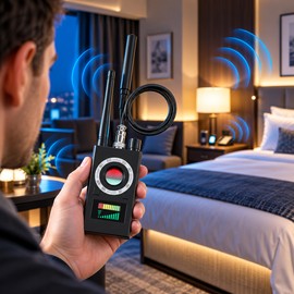 Multi-Function RF Detector for Travel & Privacy Checks – Wireless Signal, Camera Lens & GPS Tracker Detection