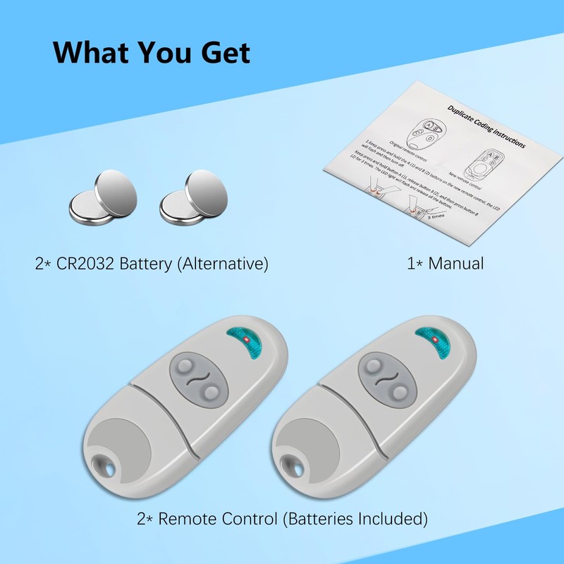2 Pack 433.92 MHz Remote Control Key Fobs for C@me,