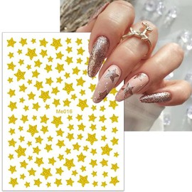 10 Sheets Star Nail Stickers Decals Shiny Star Nail Charms for Nail Art Glitter Multicolor Stars Nail Art Design Decals Pink Red Gold Silver Stars Nail Supplies Foil Decoration for Women Manicure DIY