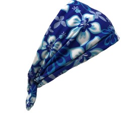 Danbando Knotted Headband Face Mask Neck Gaiter Bandanna Blue Hawaii Hawaiian Flowers 4 Way Spandex Stretch Sweatband