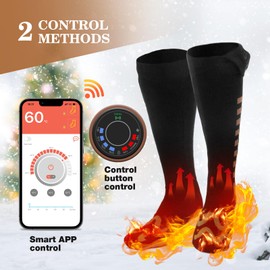 Heated Socks for Men Women, APP Control Battery Heated Socks Rechargeable Washable, Electric Socks Foot Warmer for Hiking Biking Camping Skiing Hunting Outdoor Work, Heating Socks Warm Socks