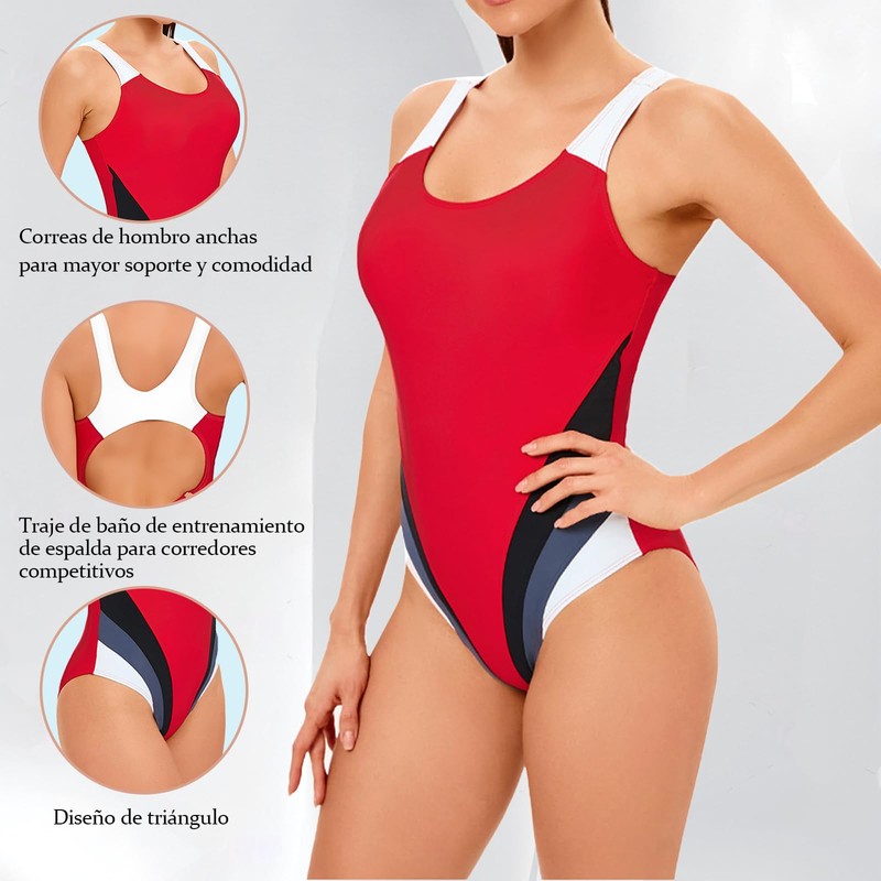 ZSOLY Traje de Baño Mujer Deportivo (MX/US, Alfa, Mediano, Regular,