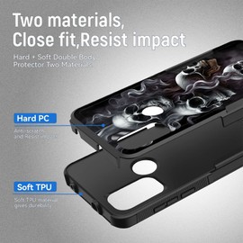 for Moto G Power 2022 - Heavy Duty Dual Layer Hybrid Hard PC Soft Rubber Shockproof Protective Rugged Bumper Case - Unique Skull