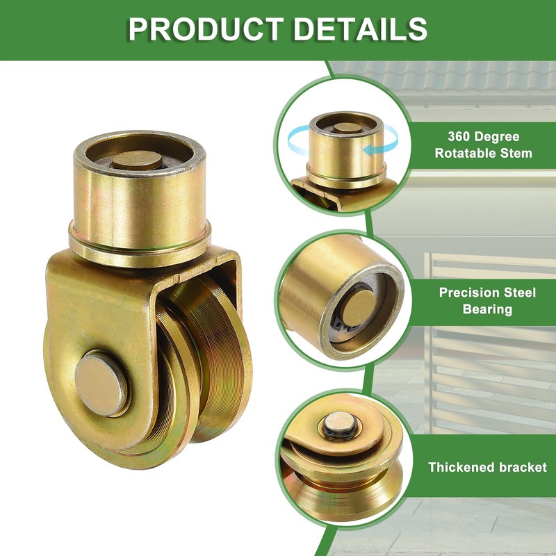 uxcell 1.9 Inch Sliding Gate Wheels, 2Pcs 360-Degree Rotatable V