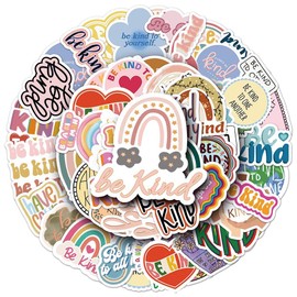 Be Kind Stickers |50Pcs Friendly Waterproof Vinyl Decals for Water Bottles Laptop Refrigerator Luggage Computer Mobile Phone Skateboard Décor