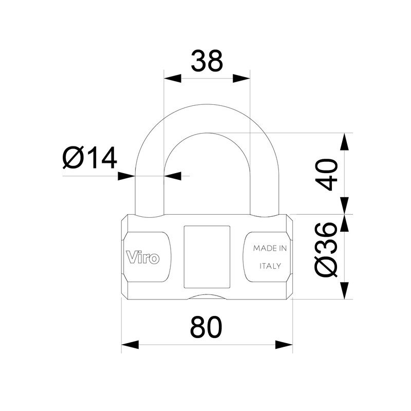 Viro 105 Cylinder Padlock, 80 Mm Base, Brass