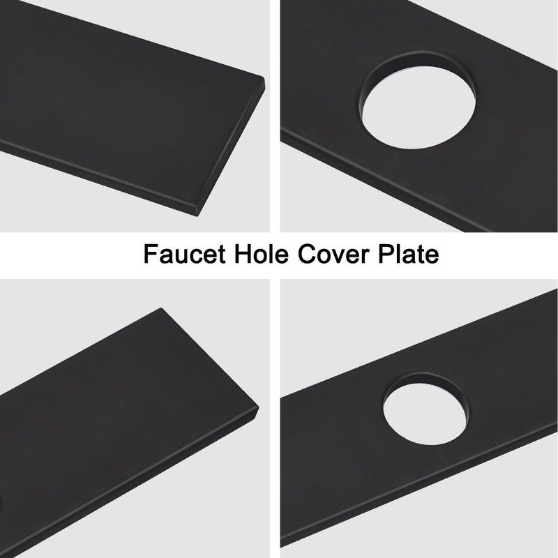 KWODE 10”Black Square Hole Cover Deck Plate for Kitchen or
