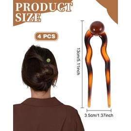 JUKOTA 4 Stück U-förmige Haarnadeln French Twist Hair Pin Französische Haarnadel Gabel Hochsteckfrisur Chignon Pins Kopfschmuck für Frauen Langes Frisurenzubehör