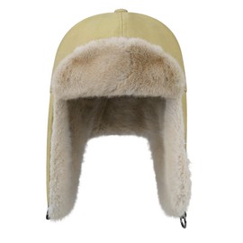 Clakllie Winter Warm Aviator Hat Aviator Hat with Faux Leather Earmuffs Russian Hat with Ear Flaps Windproof Soft Faux Fur Hat Bomber Hats Trapper Hat Snow Caps, DPL9-Yellow, Unit size