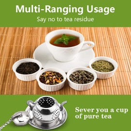 Cyimi Loose Leaf Tea Infuser, 4PCS Tea Strainer Stainless Steel Tea Ball with Chain and Drip Trays, Small Tea Filter Set for Mug (Teapot)
